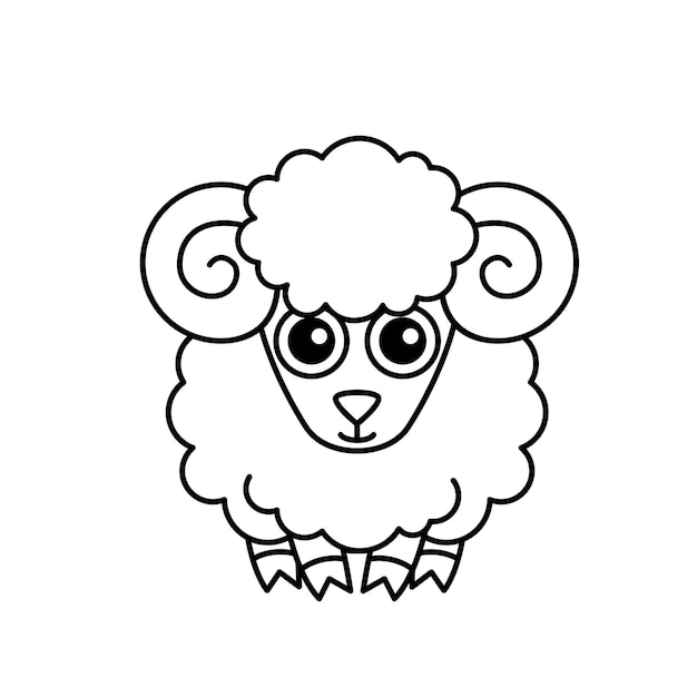 Farm animal for children coloring book Funny vector sheep in a cartoon style