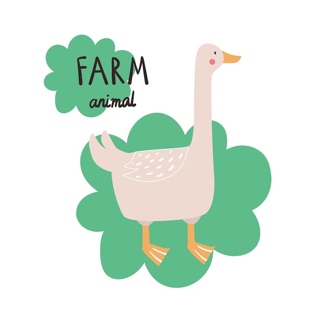 farm animal cute goose in cartoon style