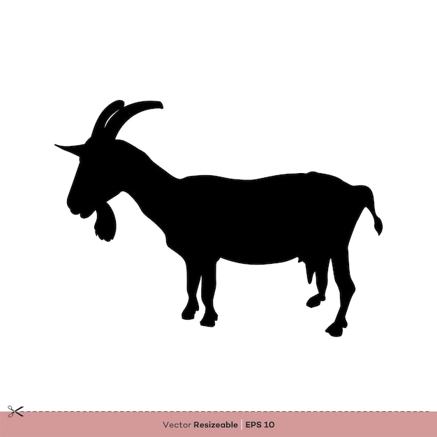 Farm animal goat silhouette vector logo template illustration design