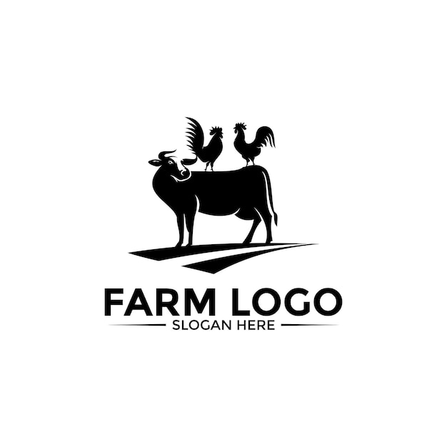 農場の動物ロゴのデザインベクトル 単純な家畜または農場ロゴのテンプレート