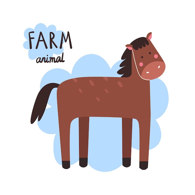 farm animalcute horse in cartoon style