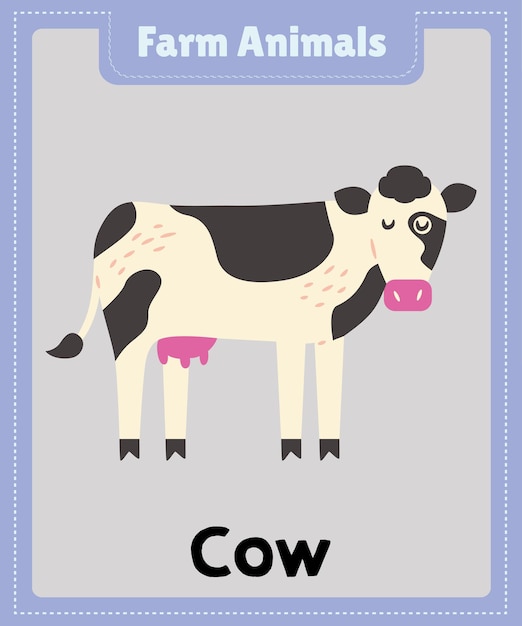 Farm Animals a cartoon Cow