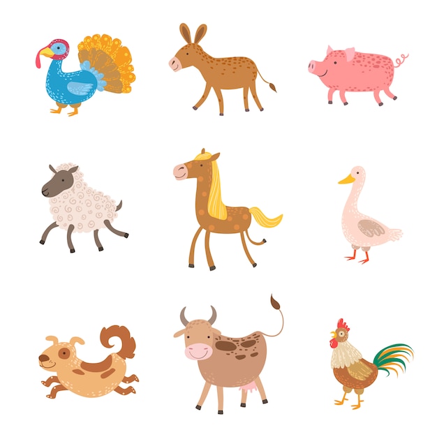 Vector farm animals collection