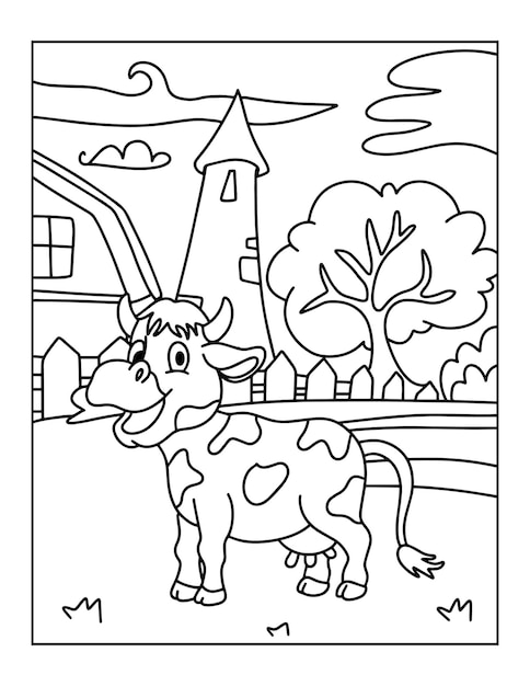 Farm animals coloring pages or coloring book for kids