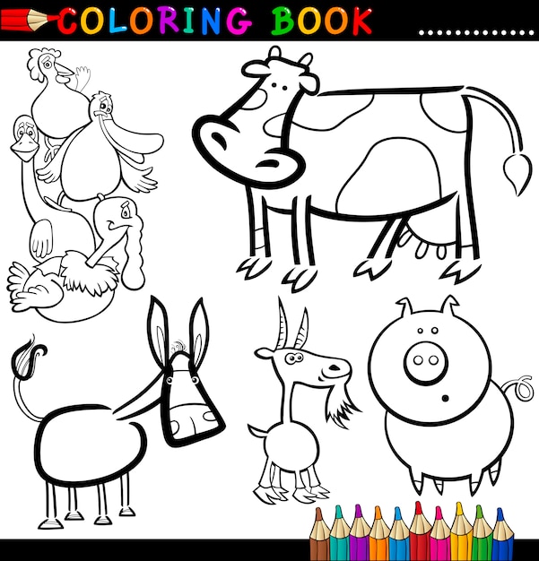 색칠하기 책 또는 페이지에 대한 농장 동물