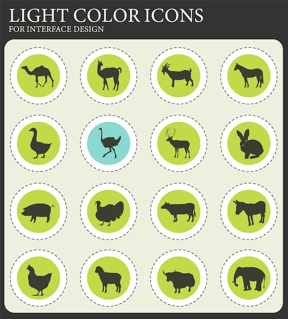 Farm animals icon set