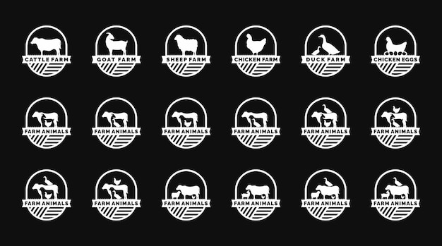 Farm animals logo set