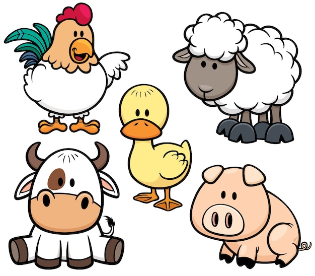 Conjunto de animales de granja Vector Pr