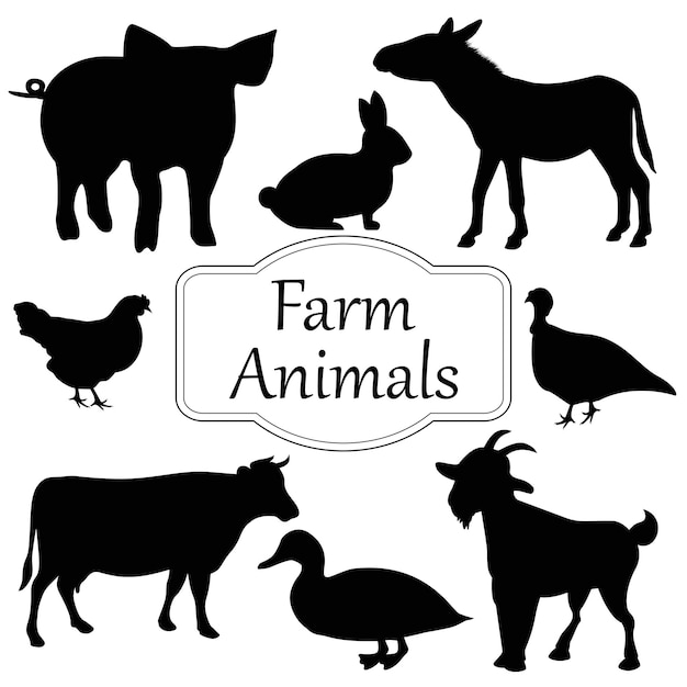 Farm animals vector set illustration