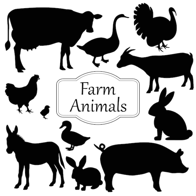 Farm animals vector set illustration