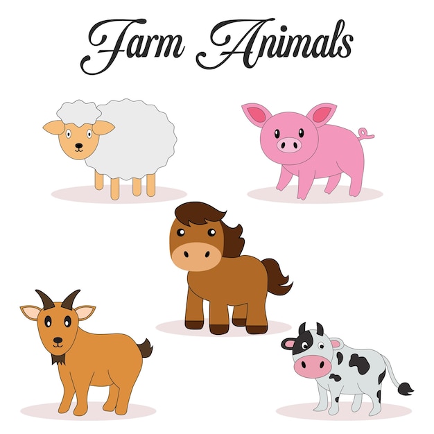 Farm animals vector set