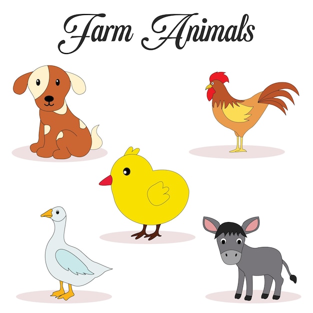 Vector farm animals vector set