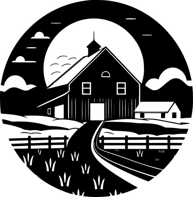 Vector farm black and white isolated icon vector illustration