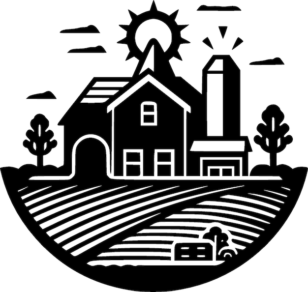 Vector farm black and white isolated icon vector illustration