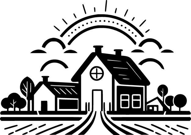 Vector farm black and white isolated icon vector illustration