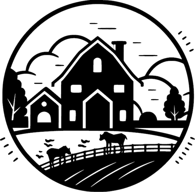 Vector farm black and white isolated icon vector illustration