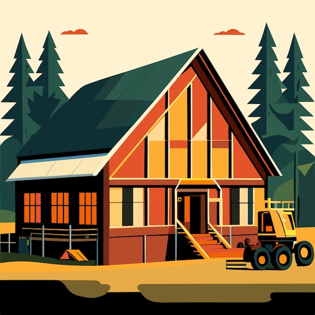 Vector farm buildings and constructions set agriculture industry and countryside objects illustrations