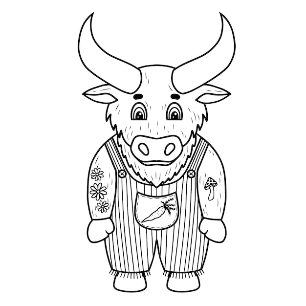 Vector farm bull happy vector art