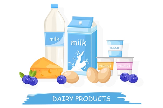 Vector farm fresh dairy products