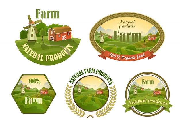 Farm fresh emblems set