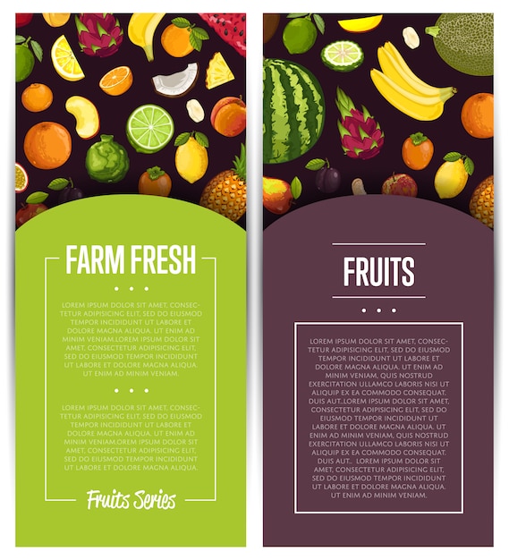 Vector farm fresh fruit flyer set