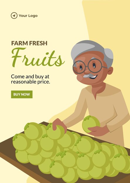 Farm fresh fruits flyer design template