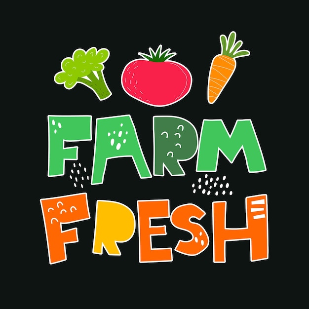 Farm fresh hand drawn lettering vegetables