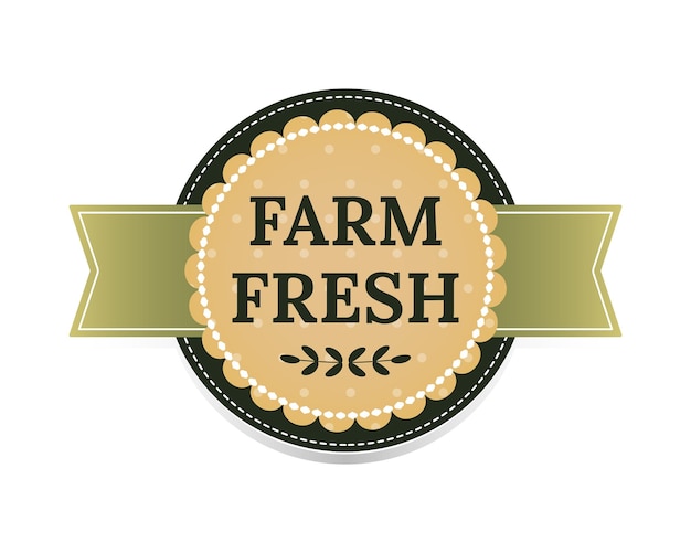 Vettore farm fresh label icon sign adesivo per prodotti biologici distintivo di alimenti biologici illustrazione vettoriale