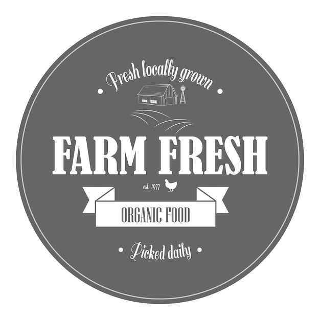 Vector farm fresh products badge set vector illustration contains images of barn farm truck tractor human