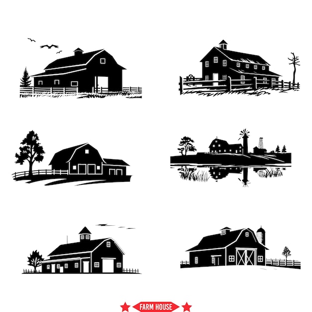 Vector farm fresh silhouette set brimming with countryside appeal