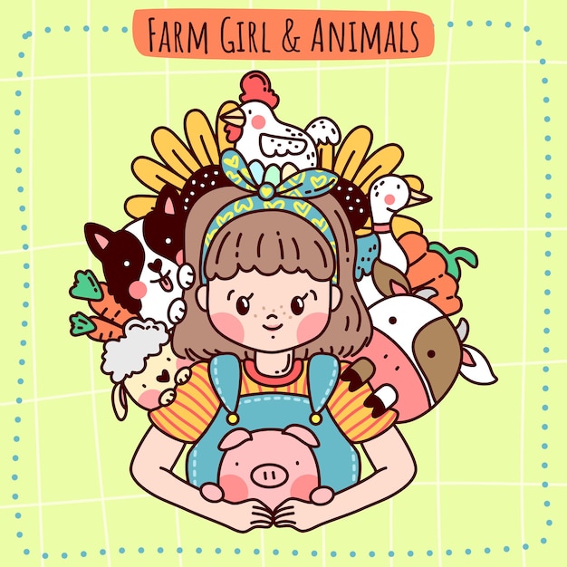 Farm Girl and Animals