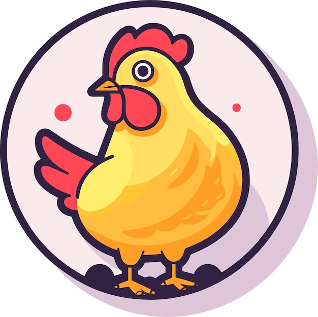 Farm hen chicken vector illustration Simple icon logo template