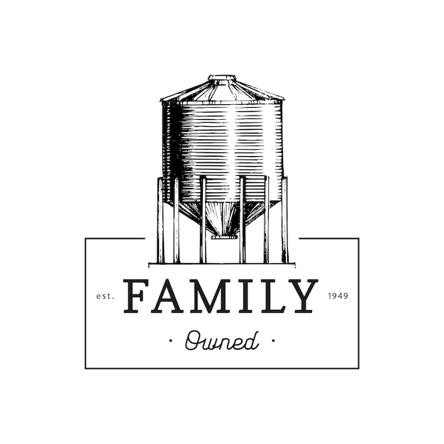 Farm hopper logo Family Owned belettering in vector