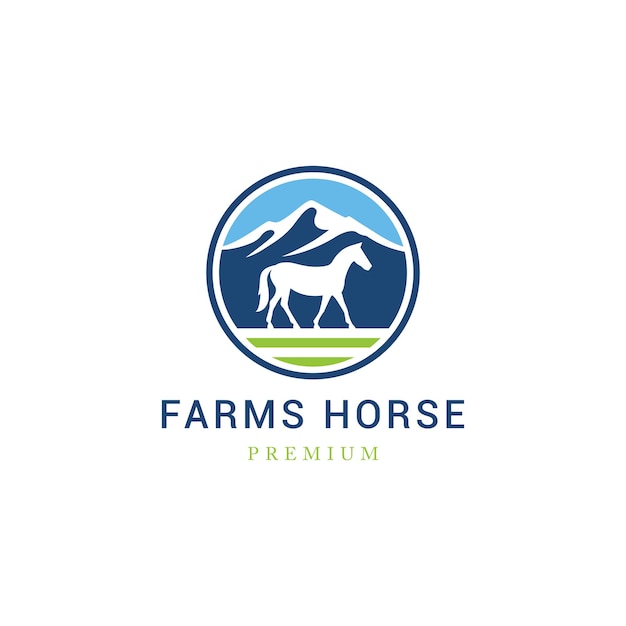 Farm horse circle logo icon badge vector illustration