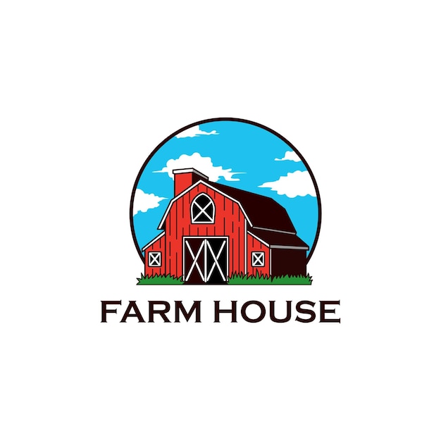 Farm house agriculture vintage grass logo