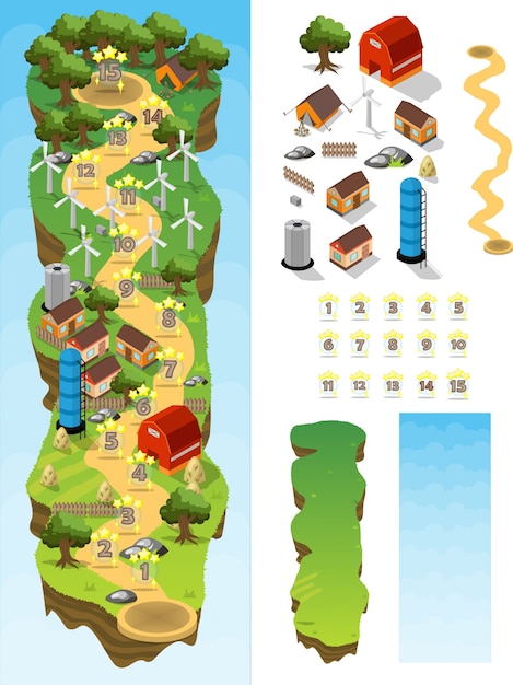 Vector farm house cartoon for game map