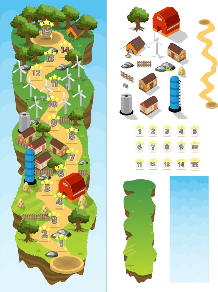 Vector farm house cartoon for game map