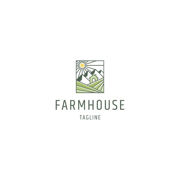 Farm house line logo icon design template