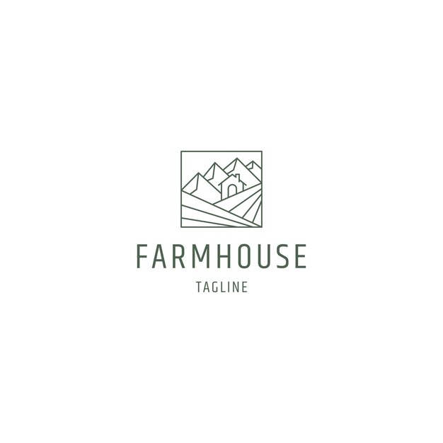 Farm house line logo icon design template