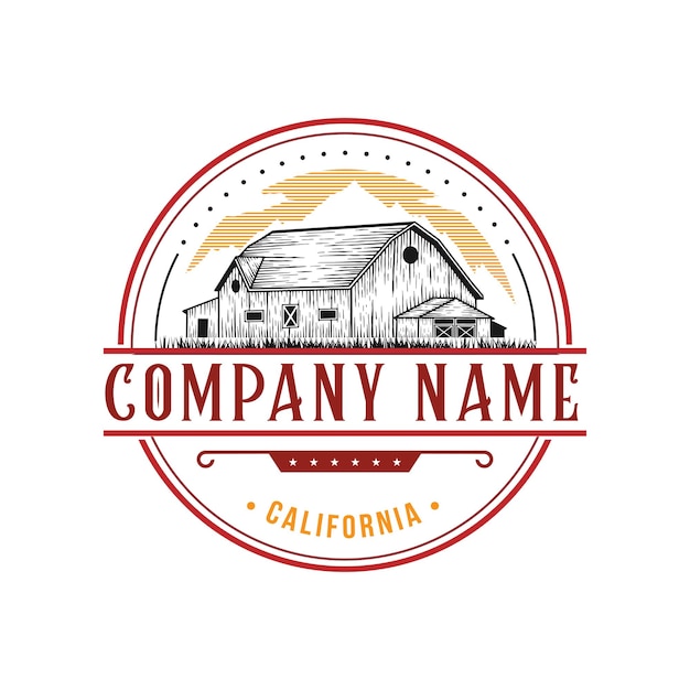 Farm house logo with retro vintage logo design