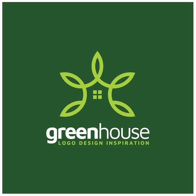 Farm house with fresh floral leaf for nature home garden cultivate plantation logo design