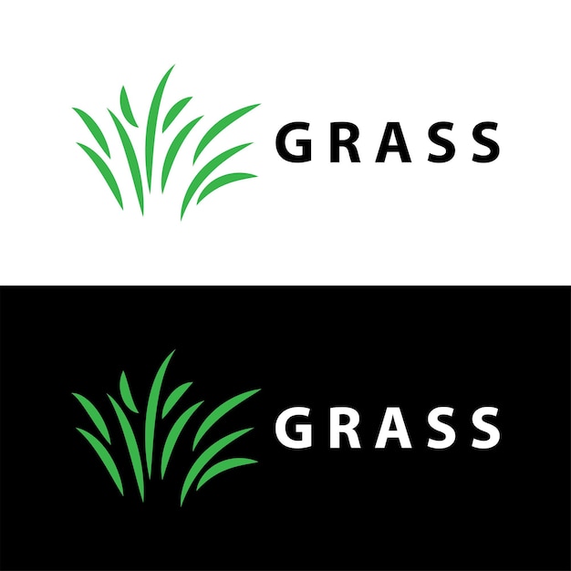 Farm illustration green grass logo design simple natural grass vector template