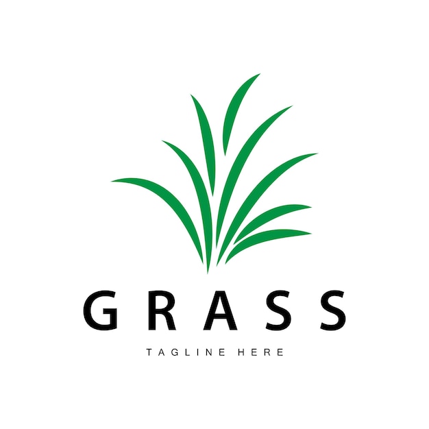 Vector farm illustration green grass logo design simple natural grass vector template