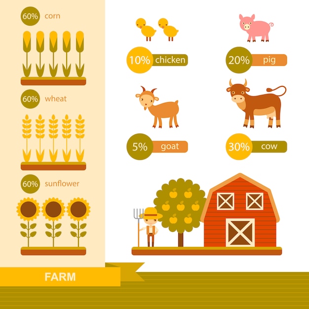 Set di infografica di fattoria.