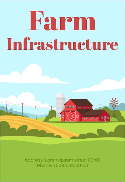Farm infrastructuur poster sjabloon