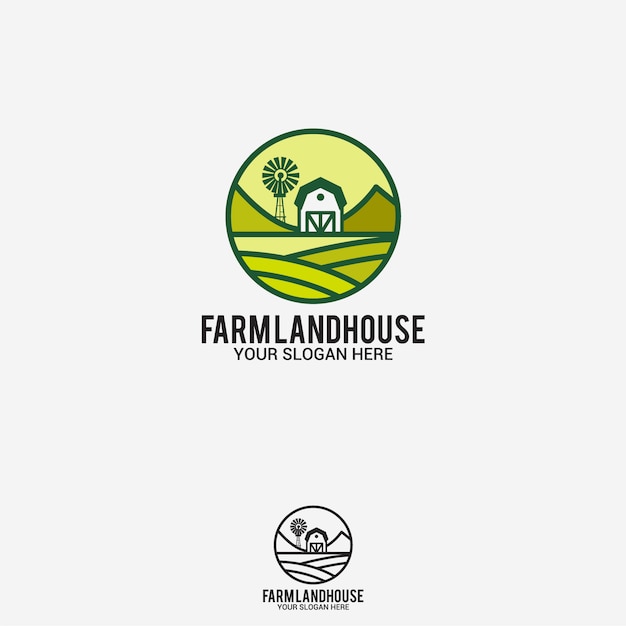 Vector farm land house-logo