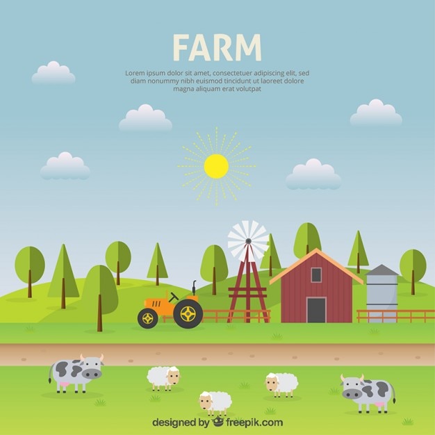 Farm landscape flat design