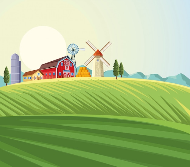 Farm landscape scenery