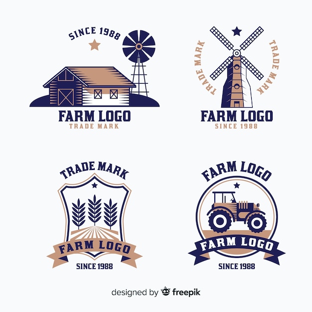 farm logo collection in flat style