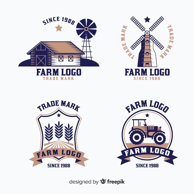 Vector farm logo collection in flat style